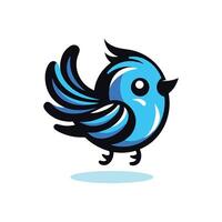 Illustration of a Vibrant Blue Cartoon Bird in Motion. Cute, Dynamic, and Expressive Character Design vector