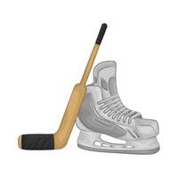 Illustration of hockey shoes and hockey stick vector