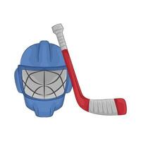 Illustration of hockey helmet and hockey stick vector