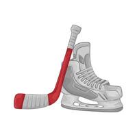 Illustration of hockey shoes and hockey stick vector