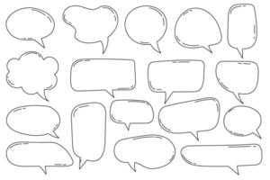 Hand drawn outline speech bubbles collection vector