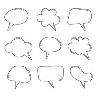 Hand drawn outline speech bubbles collection vector