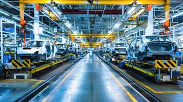 Industrial and Manufacturing Engineers and technicians working in industry refinery or power plant with blurred lights and structures in the background photo