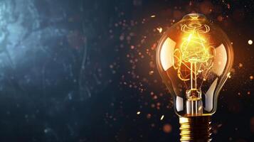 Innovation and Technology glowing light bulb with a beautiful bokeh background, creating a visually striking and inspirational effect photo