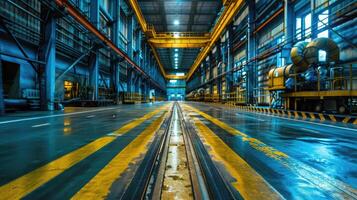 Industrial and Manufacturing Engineers and technicians working in industry refinery or power plant with blurred lights and structures in the background photo