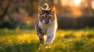 Adventurous calico cat, exploring, playful photo