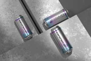 Modern Metallic Beverage Can Mockup Template with Customizable Design psd