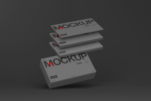 Dark Theme Floating Business Card Mockup Template for Sleek Branding psd