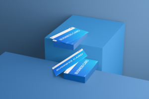 Showcase 3D Business Card Mockup Template on Geometric Background psd
