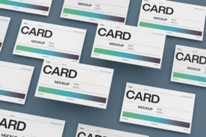 Scattered Business Card Mockup Template with Gradient Design psd
