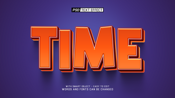 time 3d text effect psd