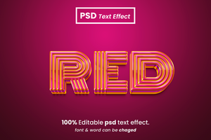 Red 3D Editable Text Effect psd