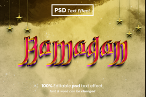Ramadan Kareem 3D Editable Text Effect psd