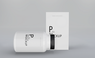 3d realistic render pill box mockup design psd
