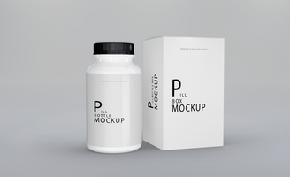 3d realistic render pill box mockup design psd