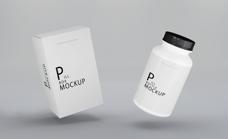 3d realistic render pill box mockup design psd