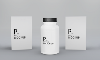 3d realistic render pill box mockup design psd