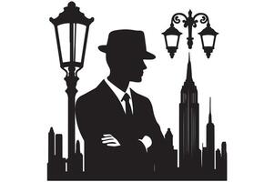 Print a man silhouette image and icon. vector