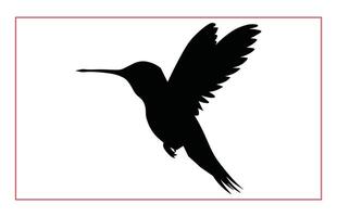Hummingbird silhouette, Humming bird flying in open air vector