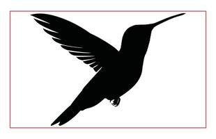 Hummingbird silhouette, Humming bird flying in open air vector