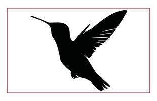 Hummingbird silhouette, Humming bird flying in open air vector