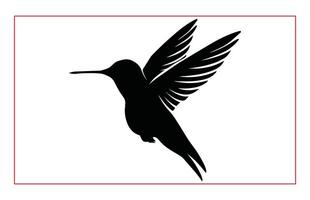 Hummingbird silhouette, Humming bird flying in open air vector