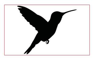 Hummingbird silhouette, Humming bird flying in open air vector