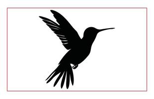 Hummingbird silhouette, Humming bird flying in open air vector