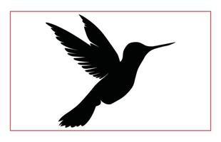 Hummingbird silhouette, Humming bird flying in open air vector