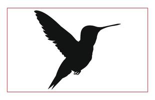 Hummingbird silhouette, Humming bird flying in open air vector
