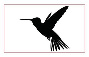 Hummingbird silhouette, Humming bird flying in open air vector
