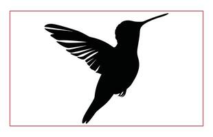Hummingbird silhouette, Humming bird flying in open air vector