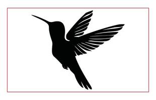 Hummingbird silhouette, Humming bird flying in open air vector