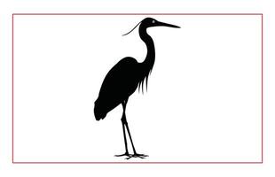 Heron Birds silhouette illustration, Silhouette of standing Heron vector