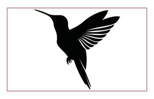 Hummingbird silhouette, Humming bird flying in open air vector