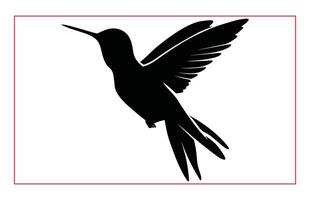 Hummingbird silhouette, Humming bird flying in open air vector