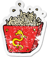 retro distressed sticker of a cartoon noodle box drawing png