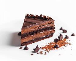 Slice of Chocolate Cake with Chocolate Chips photo