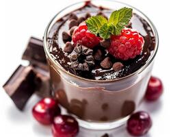 Chocolate Pudding with Berries and Chocolate photo