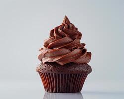 A Chocolate Cupcake with Frosting on Top photo