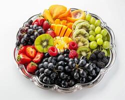 A Silver Platter with Fruit on It photo