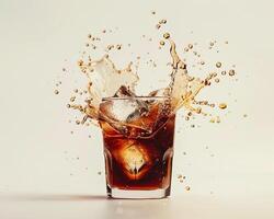 A Glass of Cola with Ice and Splash photo