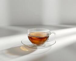 A Cup of Tea on a Table in Front of a Window photo