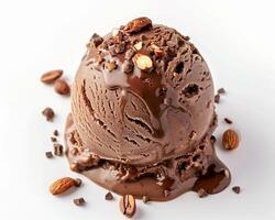 Chocolate Ice Cream with Nuts and Almonds photo