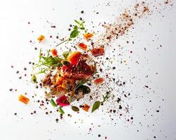 A Plate of Food with Vegetables and Spices photo