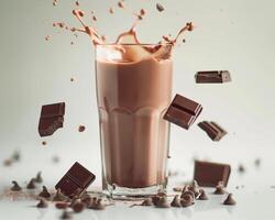 Chocolate Milk Splashing on White Background photo