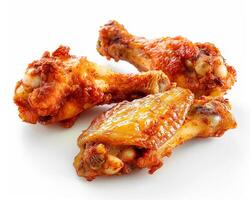 Three Chicken Wings on a White Background photo