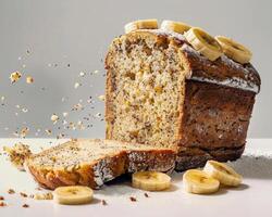 Banana Bread with Sliced Bananas photo