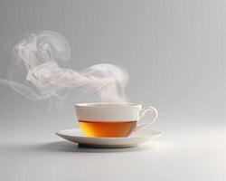 a cup of tea with steam coming out of it photo