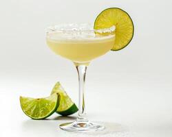a margarita with lime and salt on a white background photo
